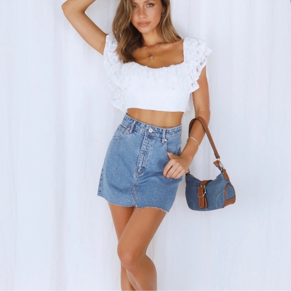 NWT Urban Outfitters x Abrand Jeans Aline Denim Skirt in Medium Blue | Size 27